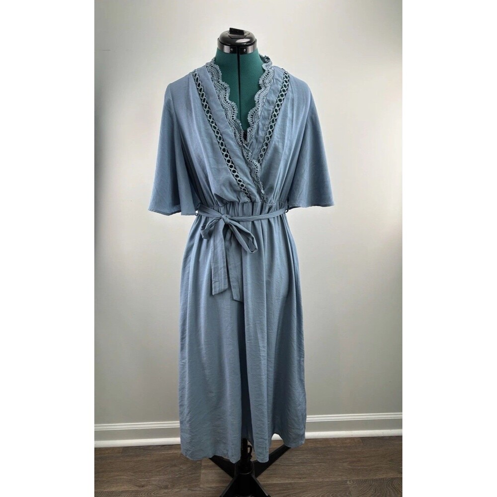 Maxi Dress Sz L Lace Fairy Romantic Country Boho Cottagecore Whimsy
